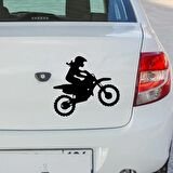Bayan Motorsiklet Sürücüsü ARaba Sticker 18CM