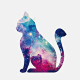 Işıltılı galaxy Kedi Sticker 17CM