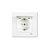 VİKO KARRE Ç.K. KAPAKLI TOPRAKLI PRİZ BEYAZ ÇERÇEVELİ