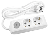 VİKO Multi-Let 2li Anahtarlı Topraklı Çocuk Korumalı 3 Metre Priz (Beyaz)