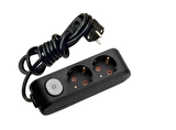VİKO Multi-Let 2li Anahtarlı Topraklı Çocuk Korumalı 3 Metre Priz (Siyah)