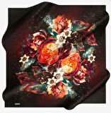 Aker Sura Saf İpek Eşarp 7580701 - 351 Koyu Yeşil Çiçek Desen