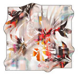 Aker Sura Saf İpek Eşarp 8840701 - 311 Krem Ekose Desen