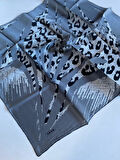 Aker Sura Saf İpek Eşarp 8374701 - 372 Gri Leopar Desen