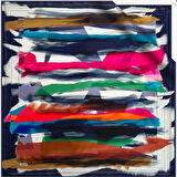 Aker Sura Saf İpek Eşarp 7919701 - 321 Lacivert Geometrik Desen