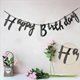 Happy Birthday Kaligrafi Banner - Siyah