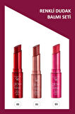 Glow Kiss No:05 - No: 01 - No: 03 Renkli Dudak Nemlendirici Seti