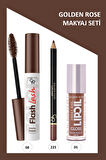 Flash Lash Renkli Maskara No:08 & Lipliner No:223 & Sweet Kiss Meyveli Dudak Parlatıcı No:05 Makyaj Seti