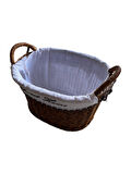 KULPLU OVAL KUMAŞLI SEPET ORTA BOY 28 x 19 x 23 cm