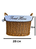 KULPLU OVAL KUMAŞLI SEPET ORTA BOY 28 x 19 x 23 cm
