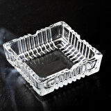 Porsima KLK-02 Kristal Cam Kare Küllük 12x12 cm Şeffaf Lüks Küllük