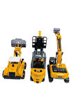 Oyuncak İş Makinaları Ekskavatör Forklift Kepçe Buldozer 3lü Metal Set