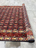 187x324 cm Muhteşem El Yapımı Halı, Mükemmel Vintage El Dokuma Yün Halı, Salon için Kırmızı Dekoratif Halı