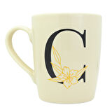 C Harfi Çiçek Desenli Seramik Kupa