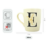 E Harfi Çiçek Desenli Seramik Kupa