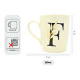 F Harfi Çiçek Desenli Seramik Kupa