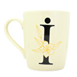 İ Harfi Çiçek Desenli Seramik Kupa