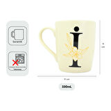 İ Harfi Çiçek Desenli Seramik Kupa