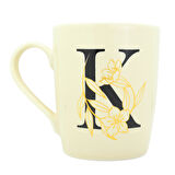 K Harfi Çiçek Desenli Seramik Kupa