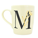 M Harfi Çiçek Desenli Seramik Kupa