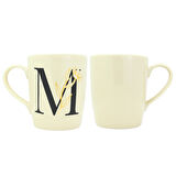 M Harfi Çiçek Desenli Seramik Kupa