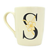 S Harfi Çiçek Desenli Seramik Kupa