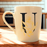 U Harfi Çiçek Desenli Seramik Kupa