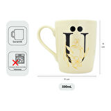 Ü Harfi Çiçek Desenli Seramik Kupa