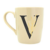 V Harfi Çiçek Desenli Seramik Kupa