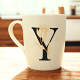 Y Harfi Çiçek Desenli Seramik Kupa