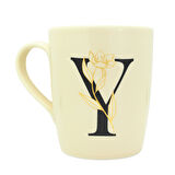 Y Harfi Çiçek Desenli Seramik Kupa