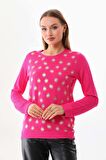 Sistas Kadın Gold Puantiyeli Uzun Kol Bluz 22746 Fuşya