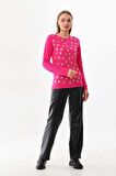 Sistas Kadın Gold Puantiyeli Uzun Kol Bluz 22746 Fuşya