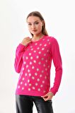 Sistas Kadın Gold Puantiyeli Uzun Kol Bluz 22746 Fuşya