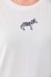 Sistas Kadın Zebra Desenli Kısa Kol Bluz 23118 Ekru