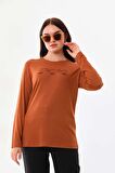 Sistas Kadın Taş Süsleme Detaylı Uzun Kol Bluz 23567 Camel