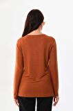 Sistas Kadın Taş Süsleme Detaylı Uzun Kol Bluz 23567 Camel