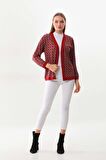 Sistas Kadın Desenli Kol Detaylı Ceket 23959 Bordo