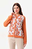 Sistas Kadın Desenli Düğmeli Ceket 23969 Kiremit