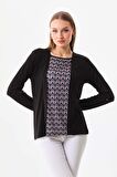 Sistas Kadın Desenli Uzun Kol Bluz 23525 Siyah