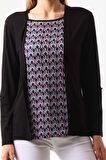 Sistas Kadın Desenli Uzun Kol Bluz 23525 Siyah