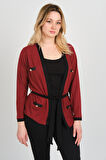 Sistas Kadın Belden Bağlama Detaylı Süs Cepli Ceket 23955 Bordo