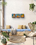 Modern Soyut 3’lü Tablo Seti – El Boyaması – 22x22 Ev Dekorasyon Tablosu – MDF Üzeri Akrilik