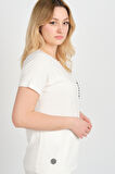 Sistas Kadın Cep Detaylı Kısa Kollu Bisiklet Yaka Bluz 24240 Ekru