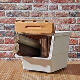 Technow Motek TCH-MT04B 33 Litre Jumbo Boy Bambu Desen Tekerlekli Tekli Organizer