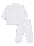 Albimini Kız Ayı Tavşan Nakış Patikli 2Li Pijama Takım 1-6 Ay - Ekru