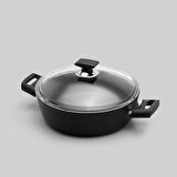 Hisar Optima Ares Titanyum Basık Tencere 26 Cm Siyah