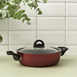 Hisar Optima Talia Granit Basık Tencere 26 cm Bordo