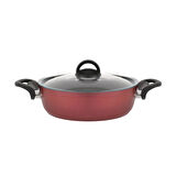 Hisar Optima Talia Granit Basık Tencere 26 cm Bordo