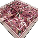 Levidor Pembe Desenli Tivil İpek Eşarp 21339